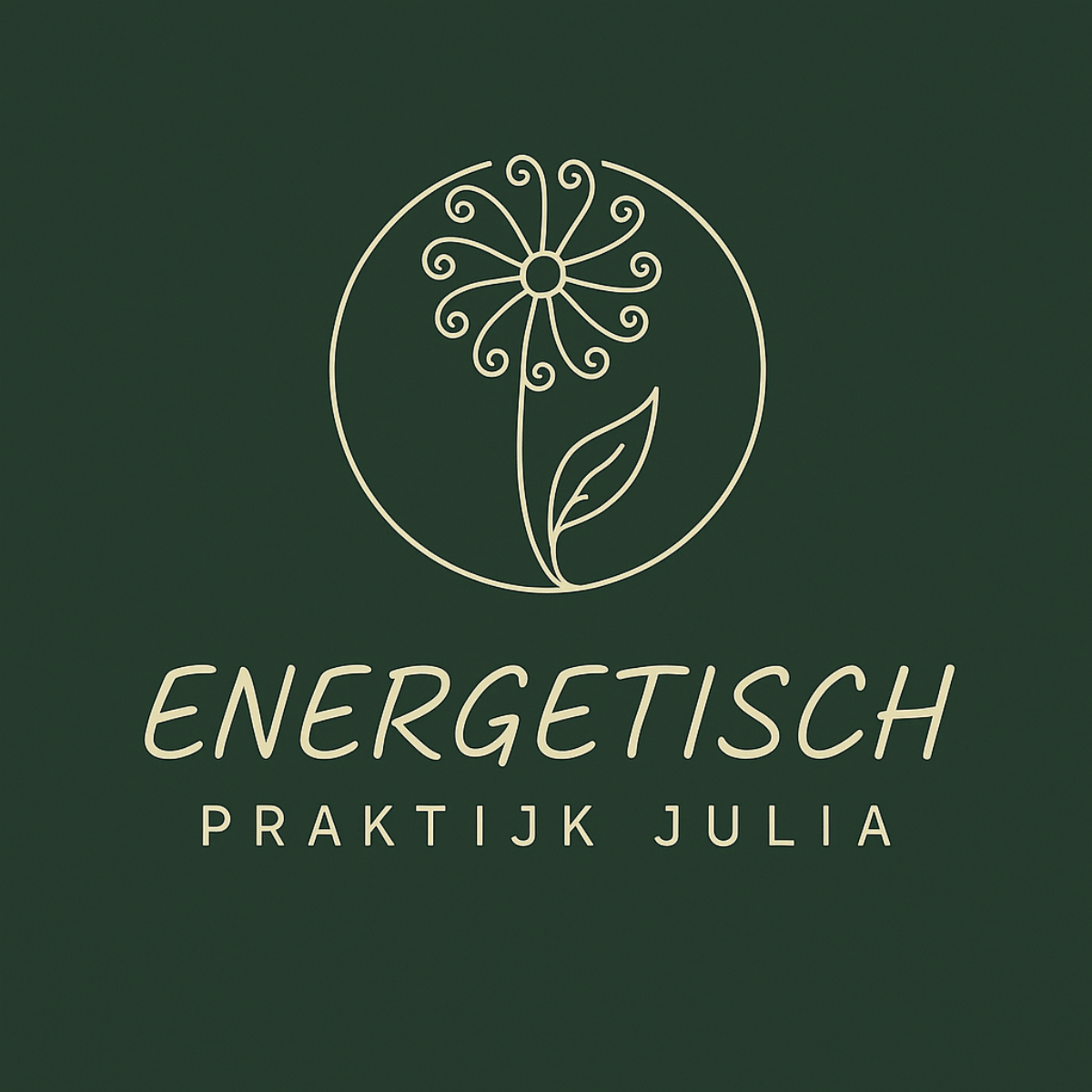 Logo Energetisch Praktijk Julia: gestileerde bloem in een cirkel